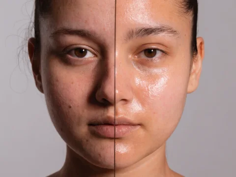 Skin before and after Restylane Skinboosters in Dubai